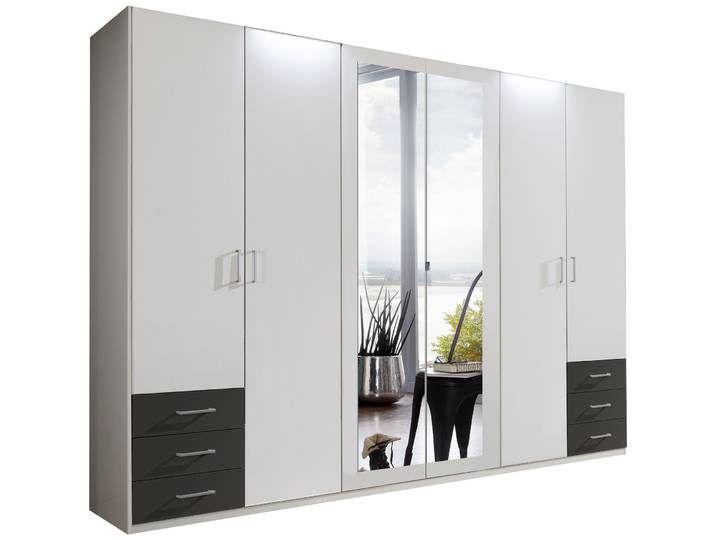 Kleiderschrank Foley Weiss/graphit Holzwerkstoff B 270 cm