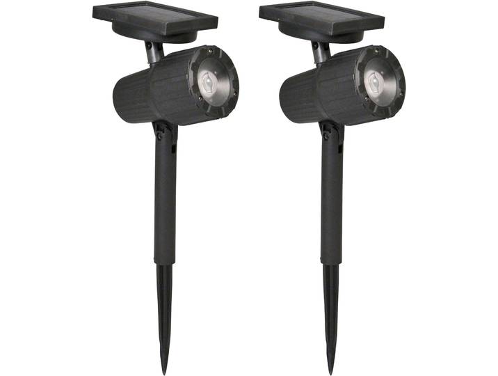 Gartenstrahler LUXFORM Solar-Erdspiessleuchte - Salamanca -2 St - 20 Lumen , schwarz, 2 Stk., Leuchten, Gartenstrahler, Einstellbarer Scheinwerfer und Solarpanel