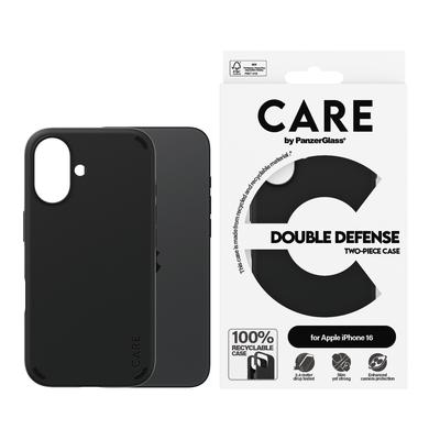 CARE BY PANZERGLASS Handyhülle "Double Defence Case für Apple iPhone 16", schwarz, Smartphones, Hüllen, Backcover, Schutzhülle, Handyschutzhülle, Case, Schutzcase, stoßfest