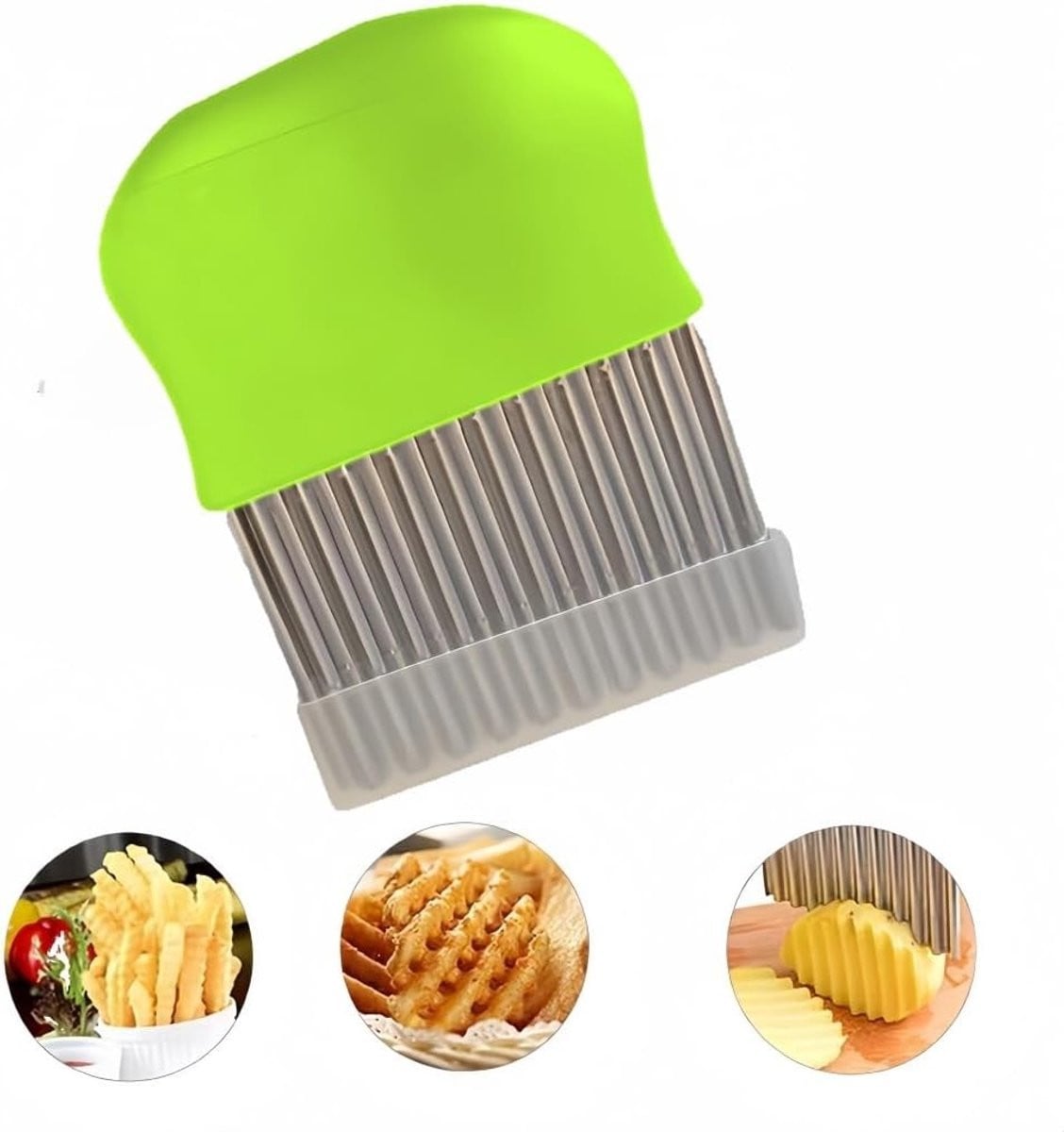 Golfsnijder voor aardappelen, groenten en fruit - RVS spiral cutter voor perfecte frietjes en creatieve snacks