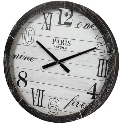 Wanduhr AMBIENTE HAUS "Wanduhr aus holz 60cm", grau, B:60cm H:60cm T:7cm, Wanduhren, Wanduhr