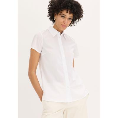 Kurzarmbluse BONPRIX, Damen, Gr. 42, weiß, Obermaterial: 65% Polyester, 35% Baumwolle, regular fit, Blusen, Regular Fit, eleganter Stil, Hemdblusenkragen