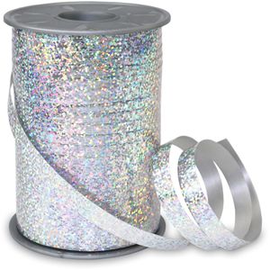 Präsent Geschenkband Holly Holographic, silber, Kräuselband, 10mm x 200m, glitzernd