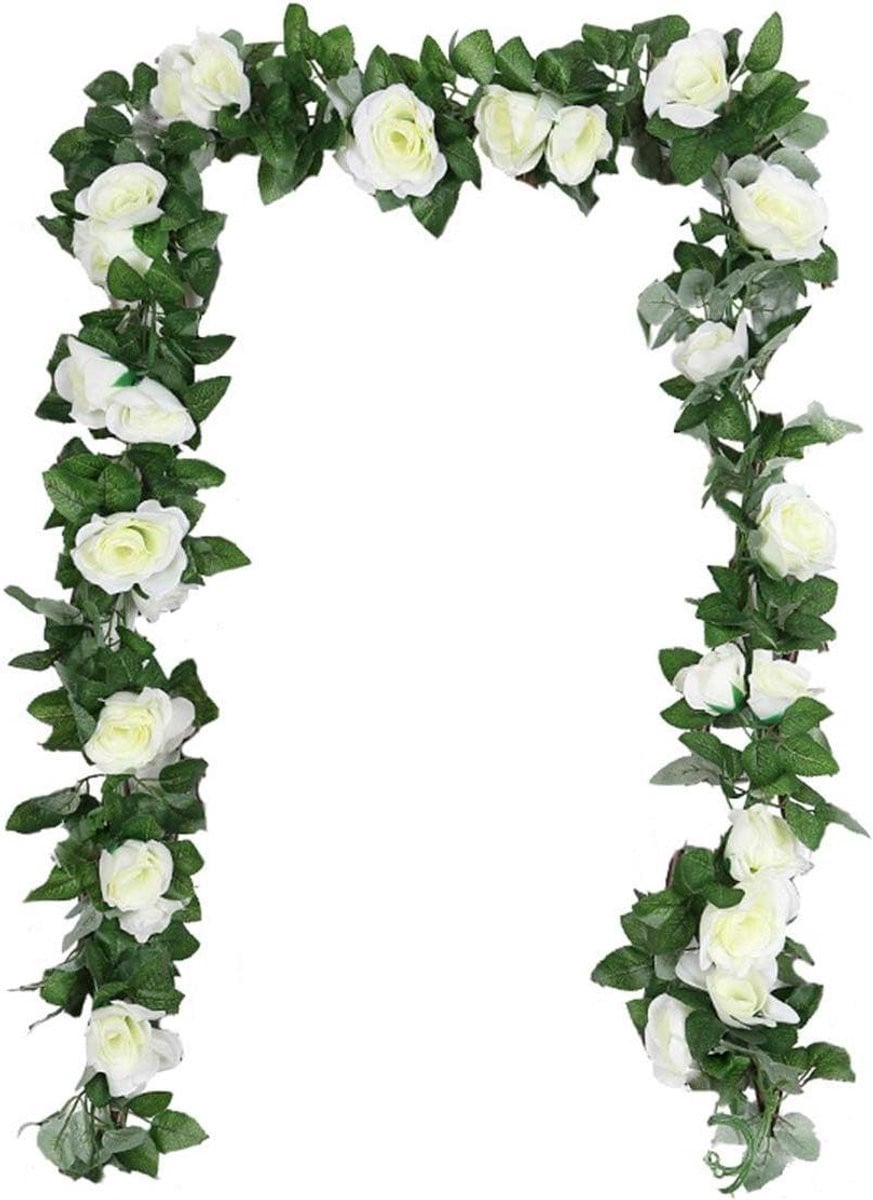 Kunstbloemen Slingers met Witte Nep Rozen voor Decoratie - 240 cm