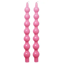 RICE Geschwungene Kerzen 2er Pack, 30 cm, pink