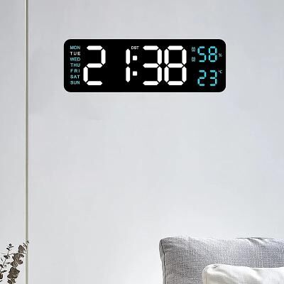 The Handy Homestead "Large 9"" Digital Wall Clock: Temp, Humidity, 2 Alarms, Auto Dim, Snooze, 12 24H LED 4"