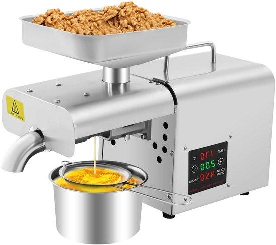 Ölpressen - Ölproduktion - Eigenproduktion von Öl - Automatische Erwärmung - 3-6 kg/Stunde - Silberfarben