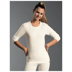 Longsleeve TRIGEMA "TRIGEMA Sportshirt aus Merinowolle", Damen, Gr. S, beige (natur), Stoff, 80% Wolle (Merinowolle), 20% Polyamid, normal, Rundhals, Shirts