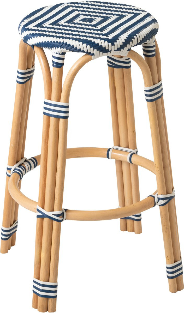 J-Line kruk Geo rotan wit - 2 stuks