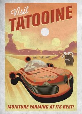 Uplift Picks Galactic Retro Space Poster Tatooine Canvas Movie Wall Art 05 20x30 Cm