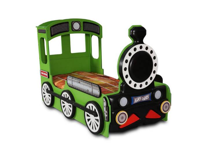 JVmoebel Kinderbett Buntes Kinderbett Lokomotive in Grün aus MDF und Spanplatte (1-tlg., Kinderbett), Made in Europa
