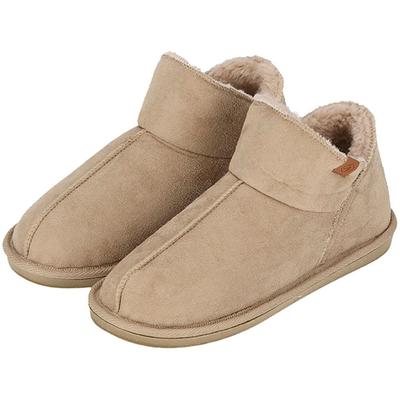 Hausschuh XQ FOOTWEAR "LADIES HOME BOOTS SUEDE", Damen, Gr. 39-40, beige, Obermaterial: 100% Polyester, unifarben, Schuhe Hausschuh, mit Logoprägung und kuscheligen, wärmenden Innenfutter