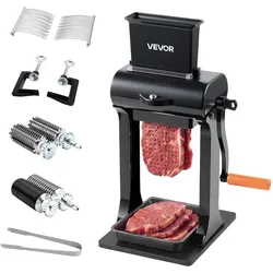 VEVOR 2 in 1 Fleischzartmacher Fleischschneider Manuell 7 mm Schnittstärke für Steaks, Schweinekotelettsm & Hähnchenbrust, mit Breitem Einfüllschacht, Tischklemme & 2 Sätzen Edelstahlklingen
