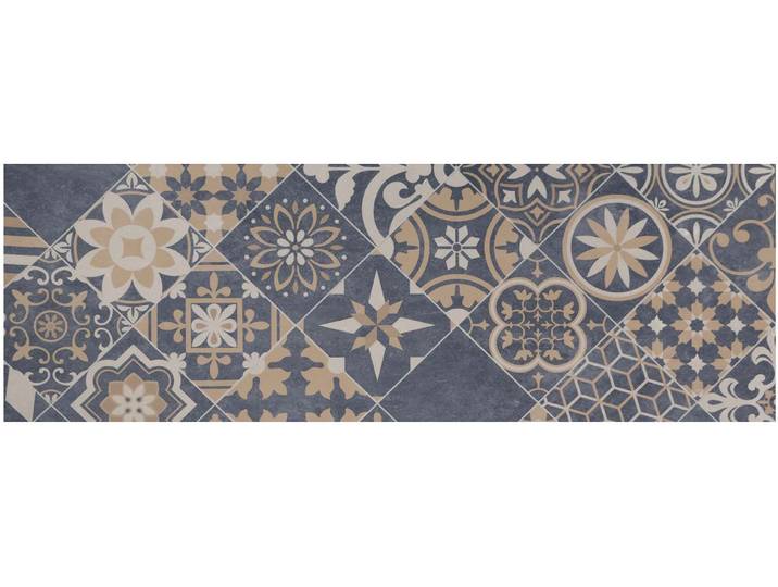 Vinyl-Läufer Küchenläufer VERSAILLE, Made in Belgium , blau, B:50cm H:2,5mm L:200cm, Polyvinylchlorid (PVC), PRIMAFLOR-IDEEN IN TEXTIL, Teppiche, Vinyl-Läufer, Läufer aus Vinyl, abwischbar, Motiv Fliesenoptik Ornamente, Küche