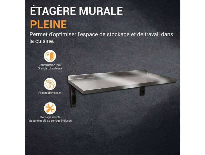 Etagères murale inox pleine console fixe - L2G