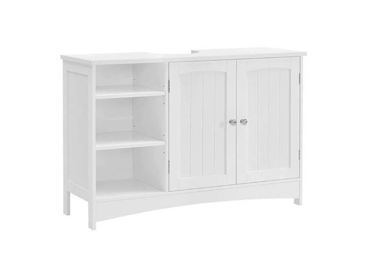 Meuble sous lavabo - HELLOSHOP26 - 90x30x60 cm - 2 portes - MDF blanc - Design contemporain
