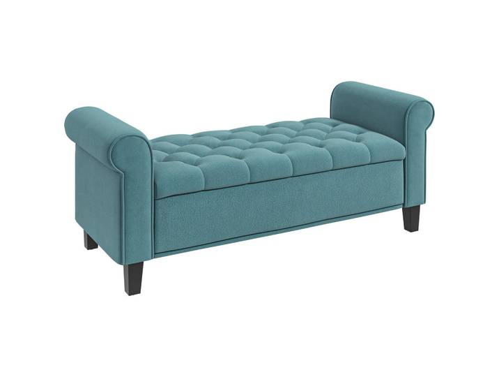 Homcom Polsterbank, Bettbank, Sitzbank in Samtoptik, Flurbank mit Stauraum, Grün, Kunststoff, 48.5x57x126 cm, Esszimmer, Bank, Sitzbänke