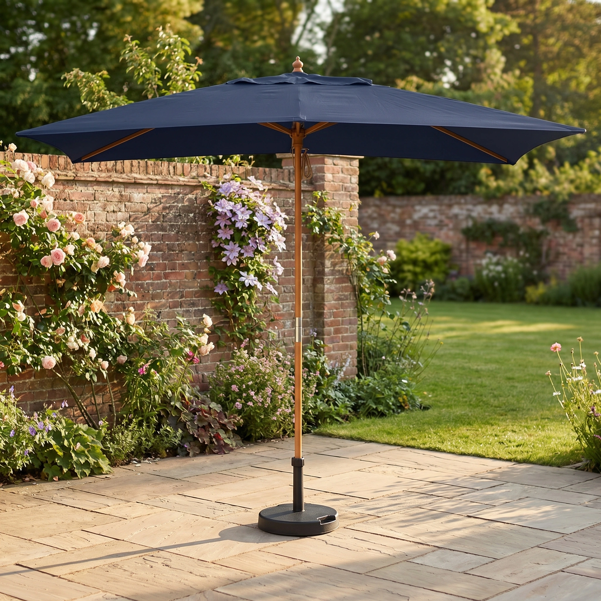 Harbour Lifestyle Kratos 3m x 2m Rectangular Wooden Parasol in Navy