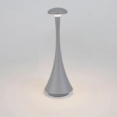 Inspired Living Rechargeable Mushroom Table Lamp USB C Touch Cordless LED Bedside Light matte Gray