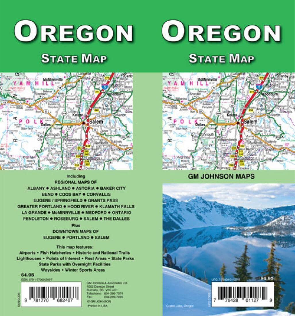 Oregon : carte de l'état   GM Johnson