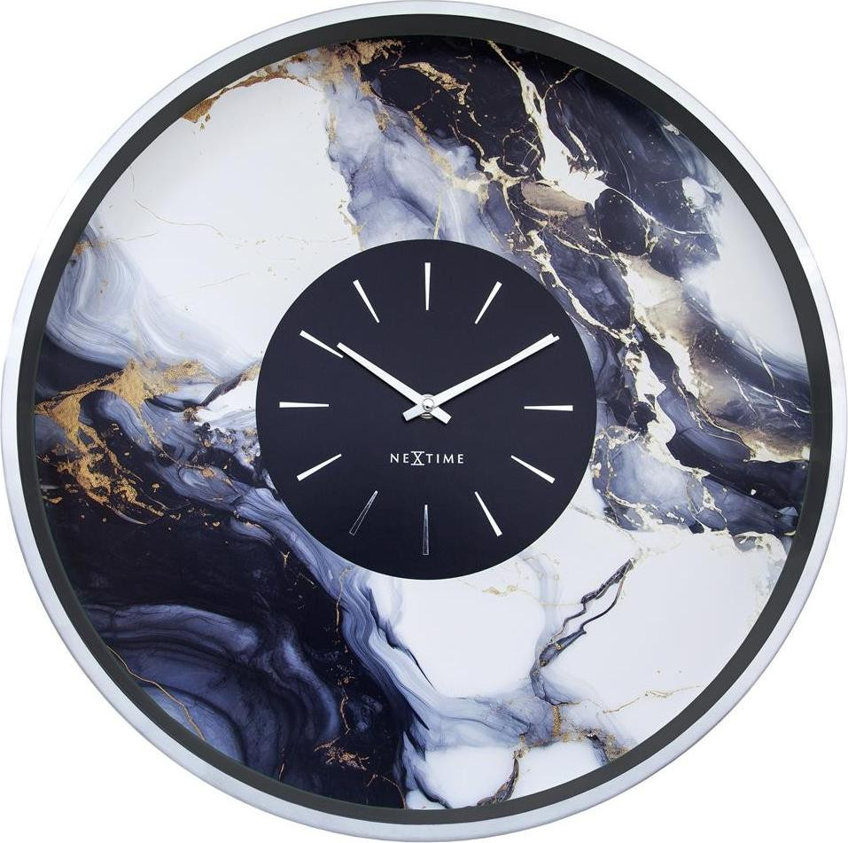 NeXtime Marble Duo Wandklok - Zilver - 48 cm