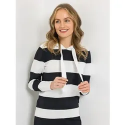 STRANDFEIN Strickhoodie gestreift Rippbundabschluss figurumspielend