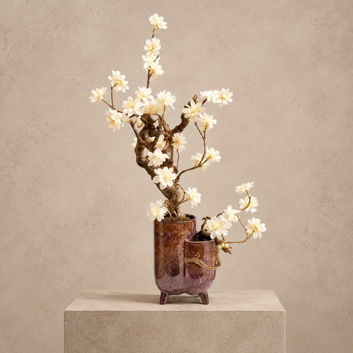 Seta Fiori Kunst Bonsai Bloeiende Boom