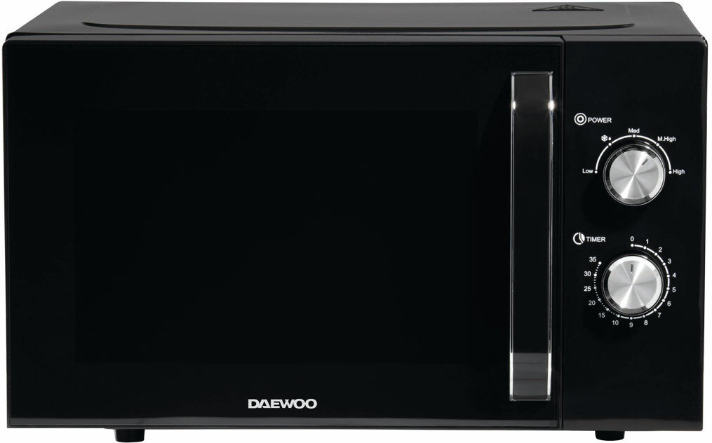 Daewoo 800W Large 23L Microwave Manual 35 Min Timer 5 Power Settings Auto Defrost Black Black 33.9cm H X 54.3cm W X 41.4cm D