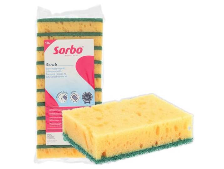 Sorbo Schuurspons - Extra Sterk Schuuroppervlak voor Hardnekkig Vuil, Extra Grote Waterabsorberende Schoonmaakspons van Professionele Kwaliteit, Maat XL, 10 Stuks