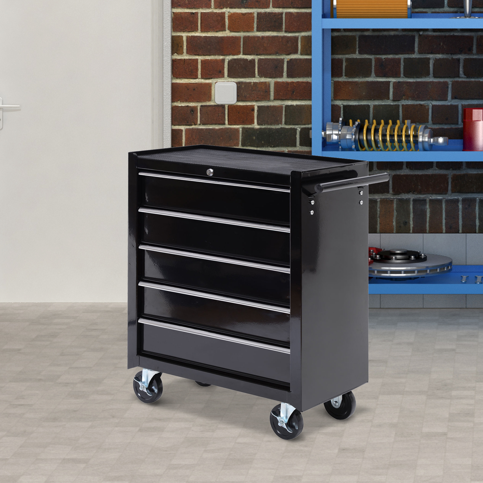 Homcom Cassettone per Utensili, Armadietto per Utensili, mobile, 5 cassetti, Acciaio, Nero   Aosom Italy