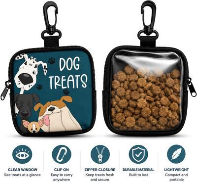 Fusion Finds Clear View Clip On Dog Treat Pouch & Training Snack Bag a
