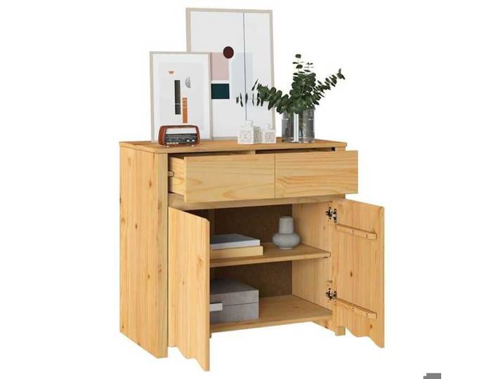 Armoire Vaisselier Durable - Marron - Buffet de cuisine - avec Rangement - Drammen Chêne 79x43x75.5cm - Bois de pin massif LH8286644