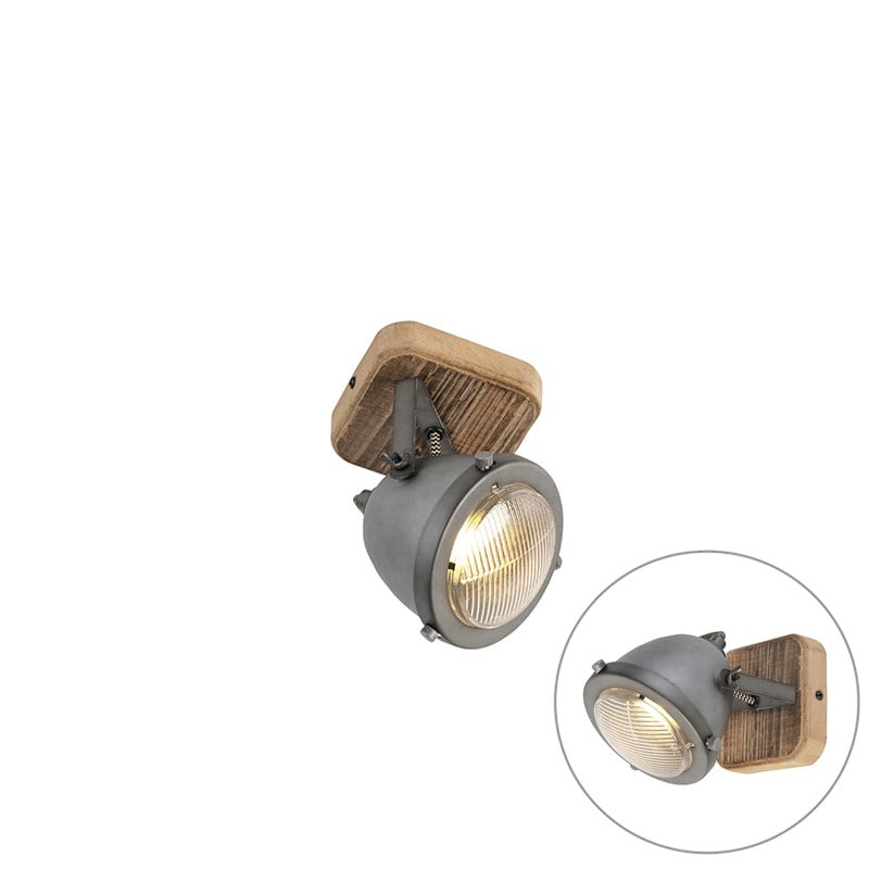Emado Smart spot staal met hout incl. WiFi GU10 verstelbaar met LED