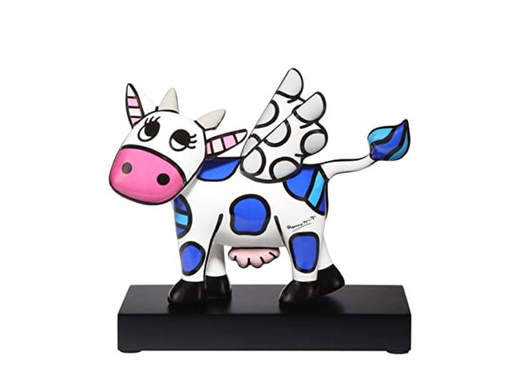 Goebel Romero Britto Dekofigur Skulptur Kuh Flying Cow auf Sockel Porzellan