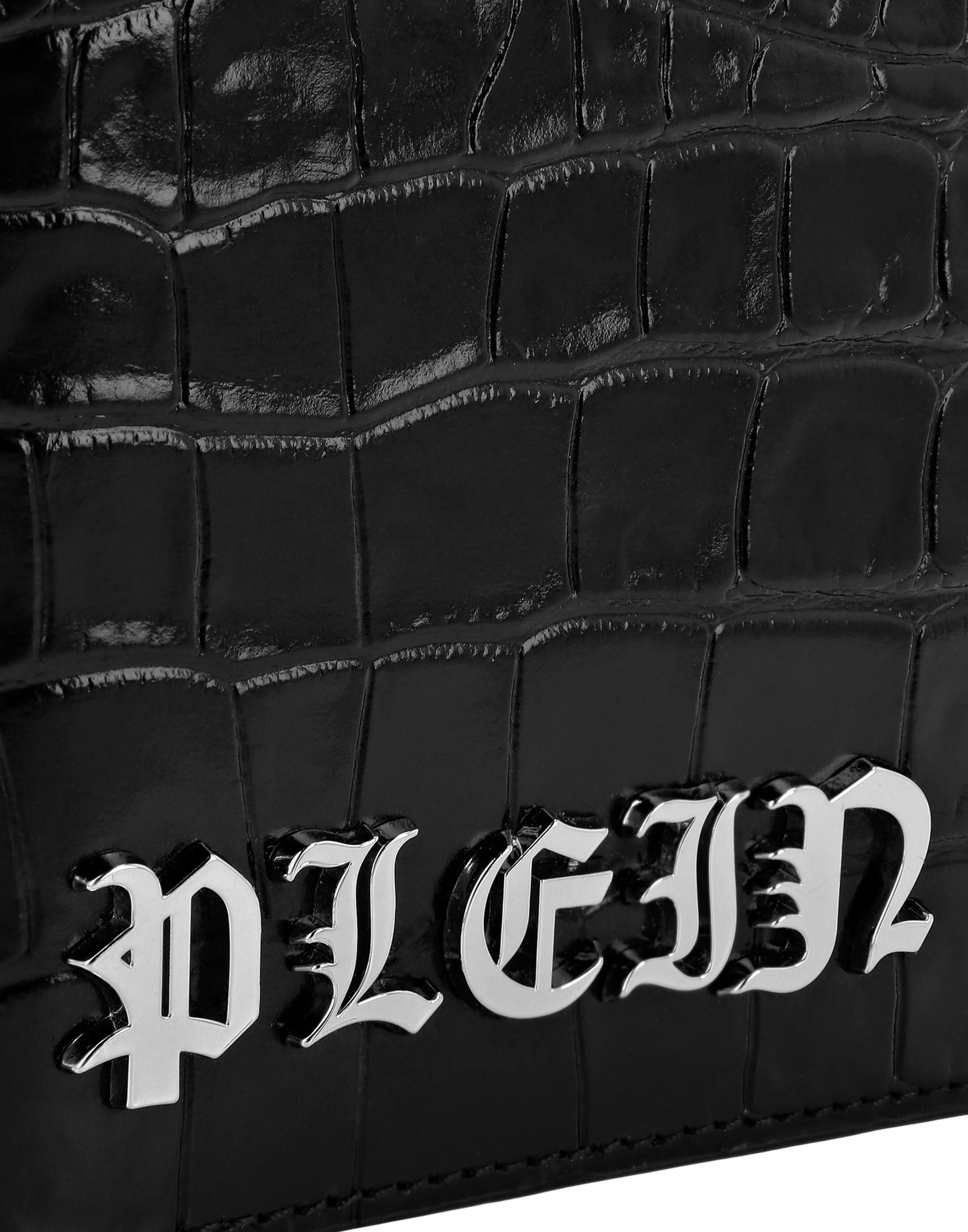 Dokumententasche PHILIPP PLEIN "Gothic Plein Crocco Print", Damen, schwarz (02, schwarz), Taschen