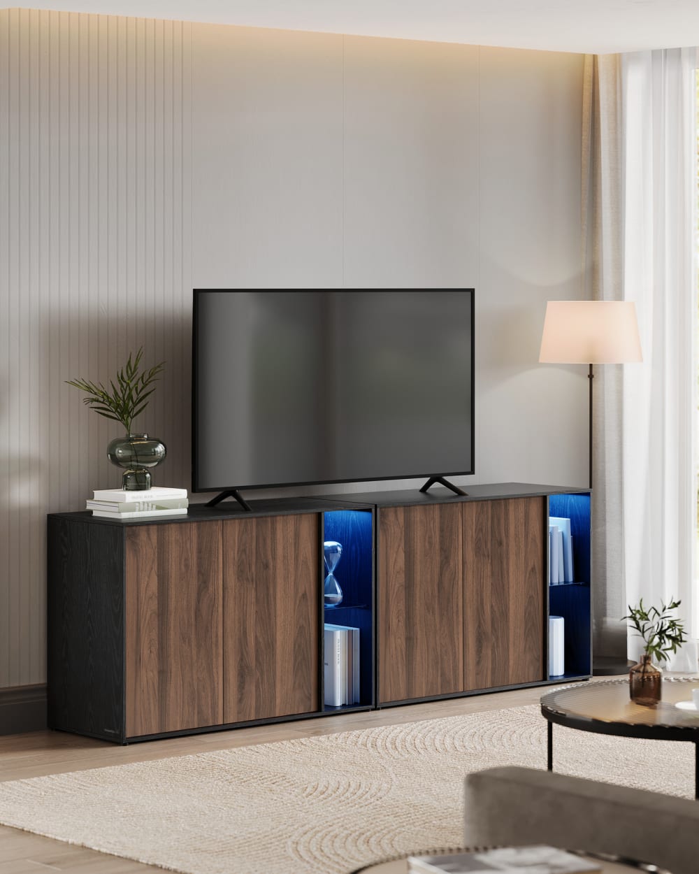SONGMICS HOME Ensembles de 2 meubles de rangement noir et marron Marron 100x71x39cm