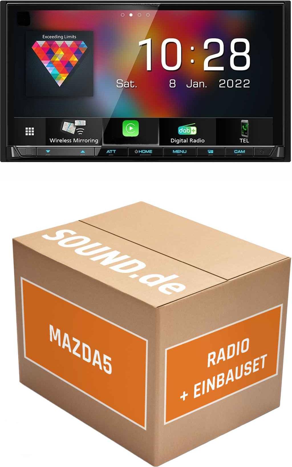 Autoradio Einbaupaket Kenwood DMX8021DABS passend für Mazda5 CW | (Wireless) Apple CarPlay (Wireless) Android Auto