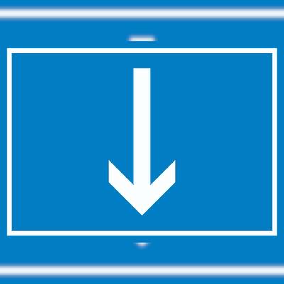HB-Druck Richtungspfeil runter Schild waagerecht weiss blau Pfeil A6 (105x148mm)