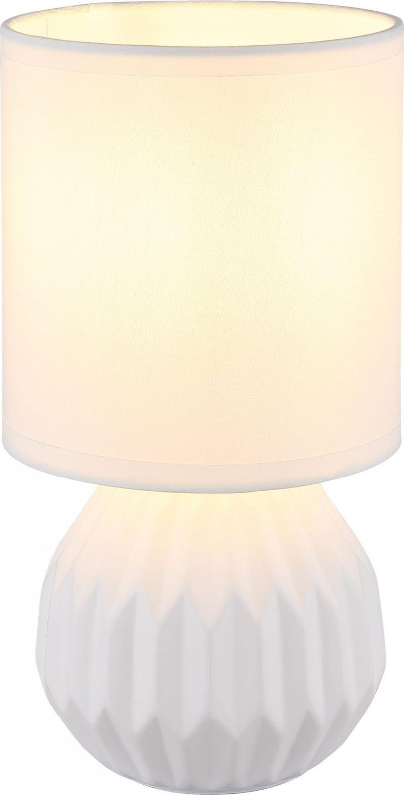 Globo Design Tafellamp Wit Keramiek en Textiel E14