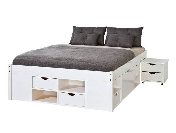 Stauraum-/Funktionsbett Lauro 160 x 200 cm weiß