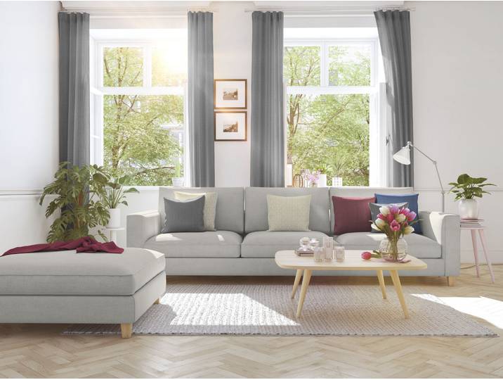 Vorhang GOODPRODUCT Ammersee Gr. 1, grau, B:150cm H:145cm, Baumwolle, Leinen, Modal, Gardinen, Vorhang, Einzelschal mit Multiband