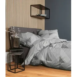 Janine Bettwäsche J. D. Mako-Satin 87065 grau 200x200 cm + 2x80x80 cm