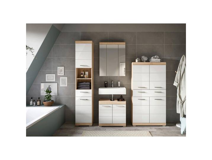 Badezimmer Lambada Eiche Dekor/Weiß B: 171 cm