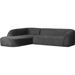 Ecksofa Sloping aus Struktursamt, modern und gemütlich, links, dunkelgrau Mountain