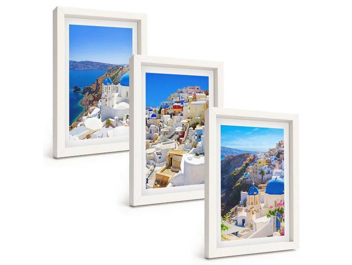 Tulup Bilder SET 3er Set - 20x30 cm Weißer Rahmen - Landschaftsarchitektur Oia Santorini, Kunststoff, Rechteckig, 20x30 cm, gerahmt, Bilder & Rahmen, Bilder