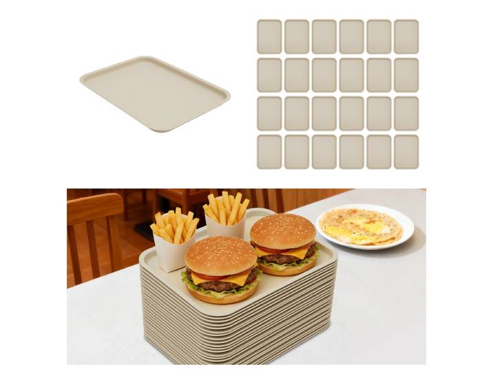 24 paquets de plateaux pour la restauration rapide, plateaux de service pour restaurants, cafétérias, plateaux en PP 36*27 CM