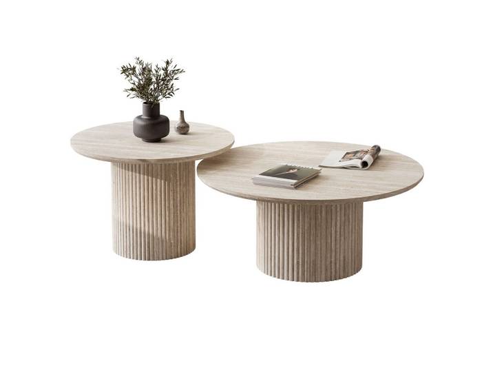 COUCHTISCH-SET OVI mit geriffeltem Sockel