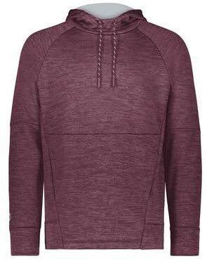 Holloway 223580 All-Pro Performance Fleece Hoodie in Maroon Heather/Silver size 3XL   Polyester