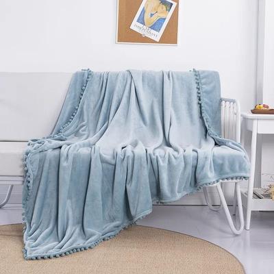 Uplift Picks Christmas Green Fleece Throw Blanket With Pom Fringe ice Blue 150x200 Cm