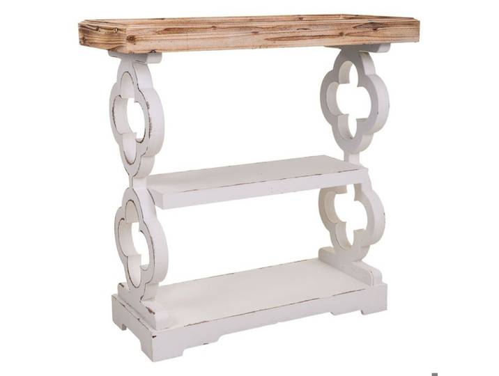 Console en bois sculpté blanc 80x36x83h Multicolore Rectangle